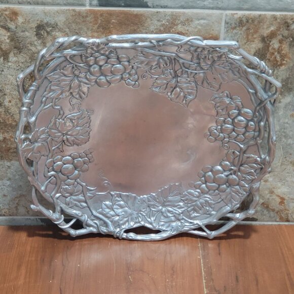 Arthur Court Large Grapevine Aluminum Tray Serving Platter1998 - Picture 5 of 12
